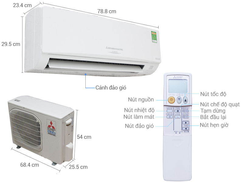 Đây là 2 điều hòa Mitsubishi inverter 12000BTU 1 chiều giá rẻ đáng mua